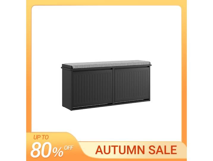 SoBuy FSR98-XL Armoire à chaussures avec 2 rabats Banc à chaussures avec coussin de siège Commode à chaussures BHT environ 100x46x26cm