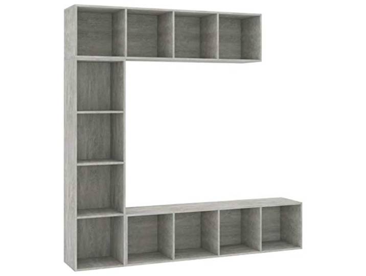 Kaorsrow 3-TLG. TV-Schrank & Bücherregal Set Betongrau 180x30x180 cm Moderne Wohnwand aus Holzwerkstoff in Beton-Optik für Wohnzimmer mit 12 Fächern für Multimedia, Bücher und Dekoration.