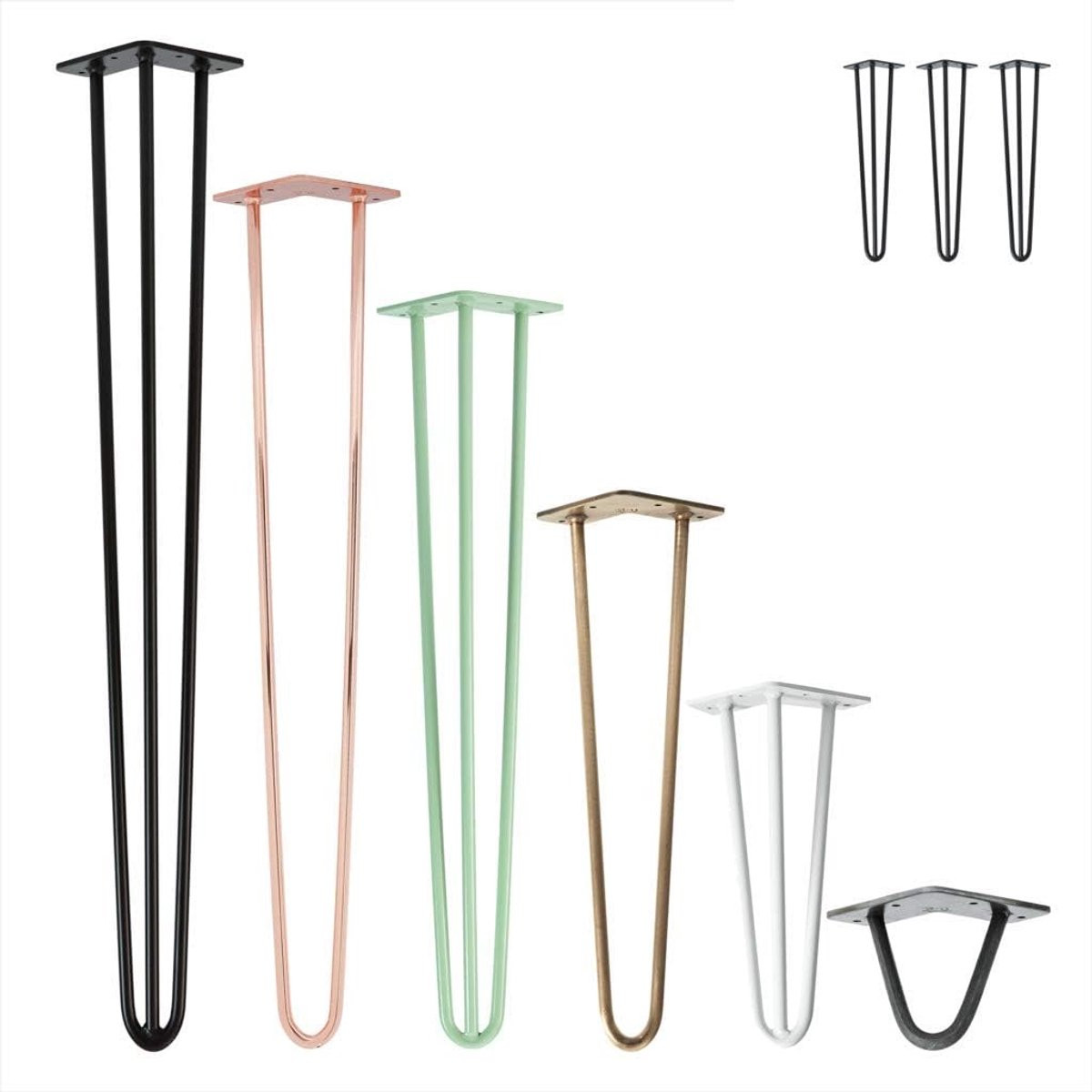 Set van 3 witte ronde tafelpoten van staal voor meubels maken, hoogte: 86 cm