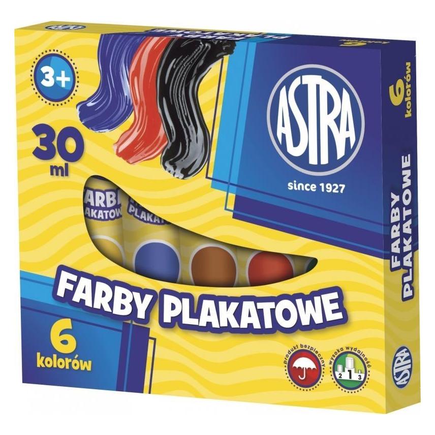 Astra Posterfarben in Tuben mit 6 Farben 30 ml (30 ml) (WIKR-014919)