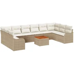 vidaXL Garten-Sofa-Set 10 pcs Beige, weiß