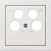 Zentraleinsatz mit Zentralplatte 4fach für Koaxial-Antennensteckdose mit 2 SAT-Anschlüssen, Adapter weiß, Retail