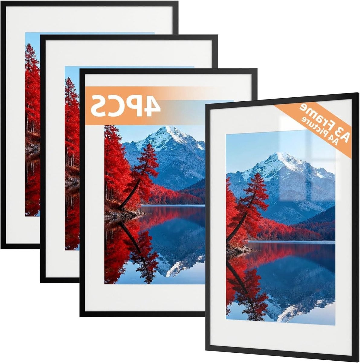 Zwarte fotolijst A3 posterframe voor decoratie - 31 x 43,5 cm