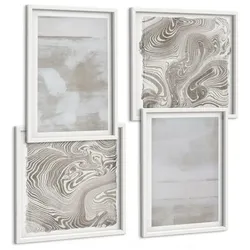 BILDER SET 4er Set - 50x50 cm & 40x60 cm Weißer Rahmen - Abgenutzte Texturen, moderner Stil