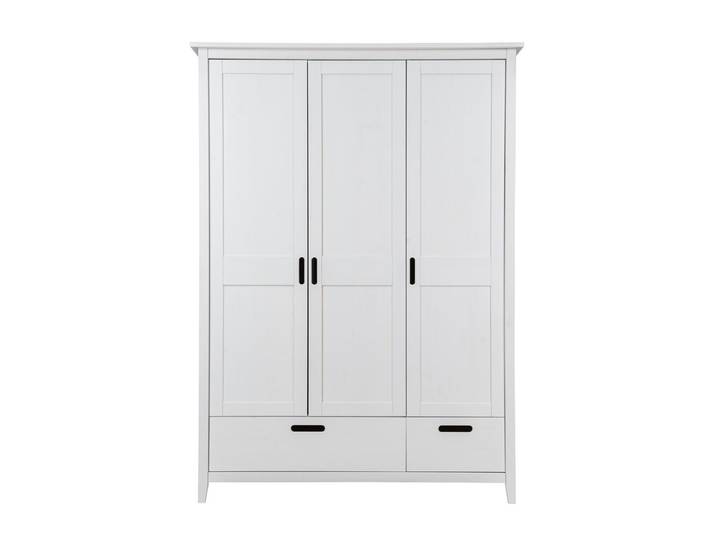 Kleiderschrank 3-trg. 'Maja' 144cm Kiefer massiv weiß lackiert