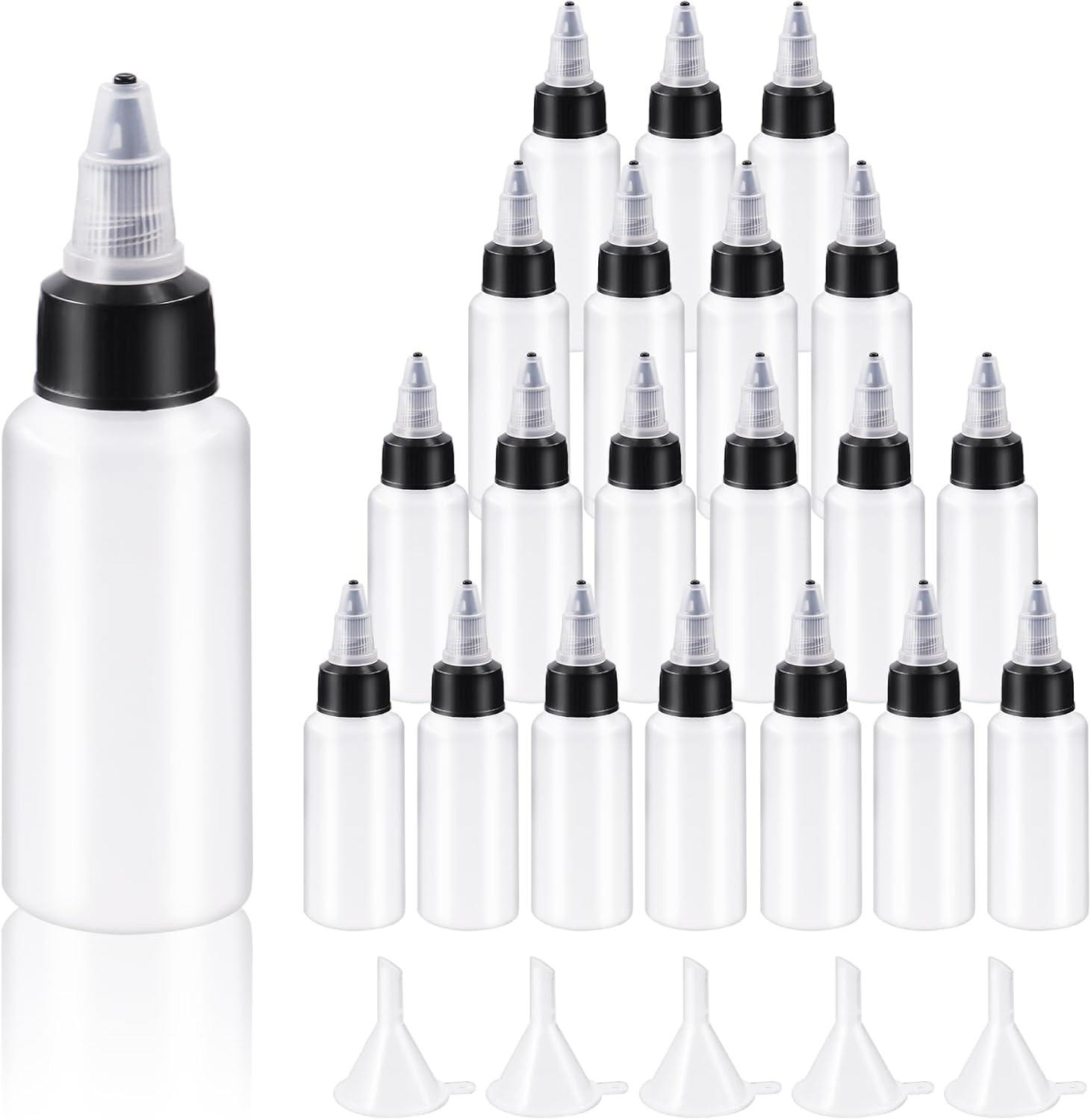 Set van 25 doseerflessen van 30 ml met kleine trechters voor vloeistoffen