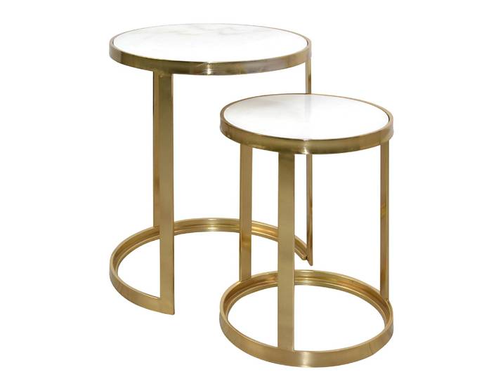 Beistelltisch Bovell 2-teilig Ø 40cm Weiß