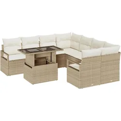 vidaXL 9-teiliges Garten-Sofa-Set mit Kissen in Beige
