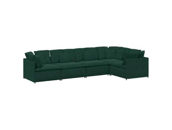 Coespram Modulares Sofa 5-Teilig Ecksofa Samt Dunkelgrün mit Kissen Flexible Wohnlandschaft fürs Wohnzimmer: Individuell stellbar mit Metallgestell und 21 bequemen Kissen für Gäste.
