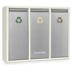 Klarstein Ordnungshüter 3 Mülleimer Mülltrenner 45L (3 x 15 L) cremebeige Creme
