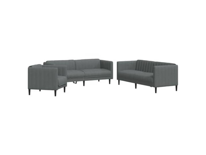 GHVBNMF 3-tlg. Sofagarnitur Dunkelgrau Stoff Couch Set mit Sessel Komfortables Polstermöbel Ensemble fürs Wohnzimmer aus atmungsaktivem Gewebe mit stabiler Holzkonstruktion.