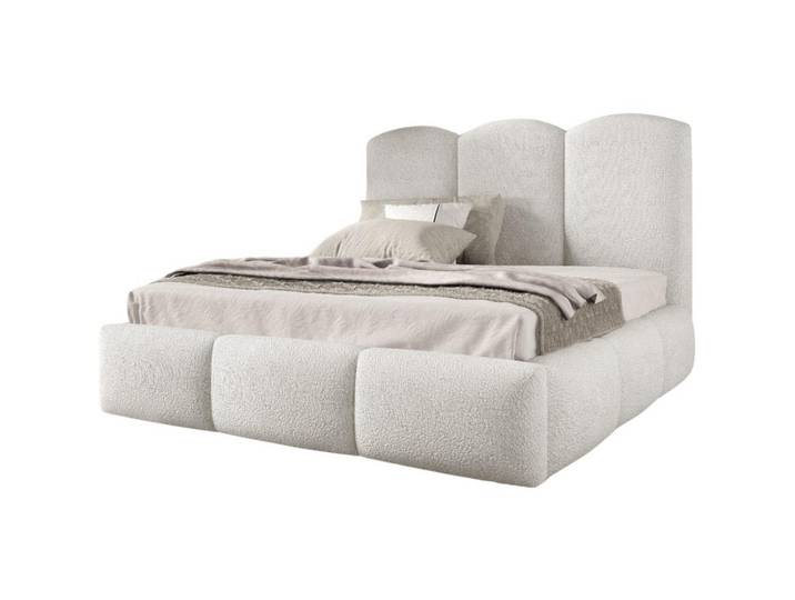 Beautysofa Polsterbett Bero, 160x200, Bouclé-Stoff, Weiß, 160x200 cm, Schlafzimmer, Betten, Polsterbetten