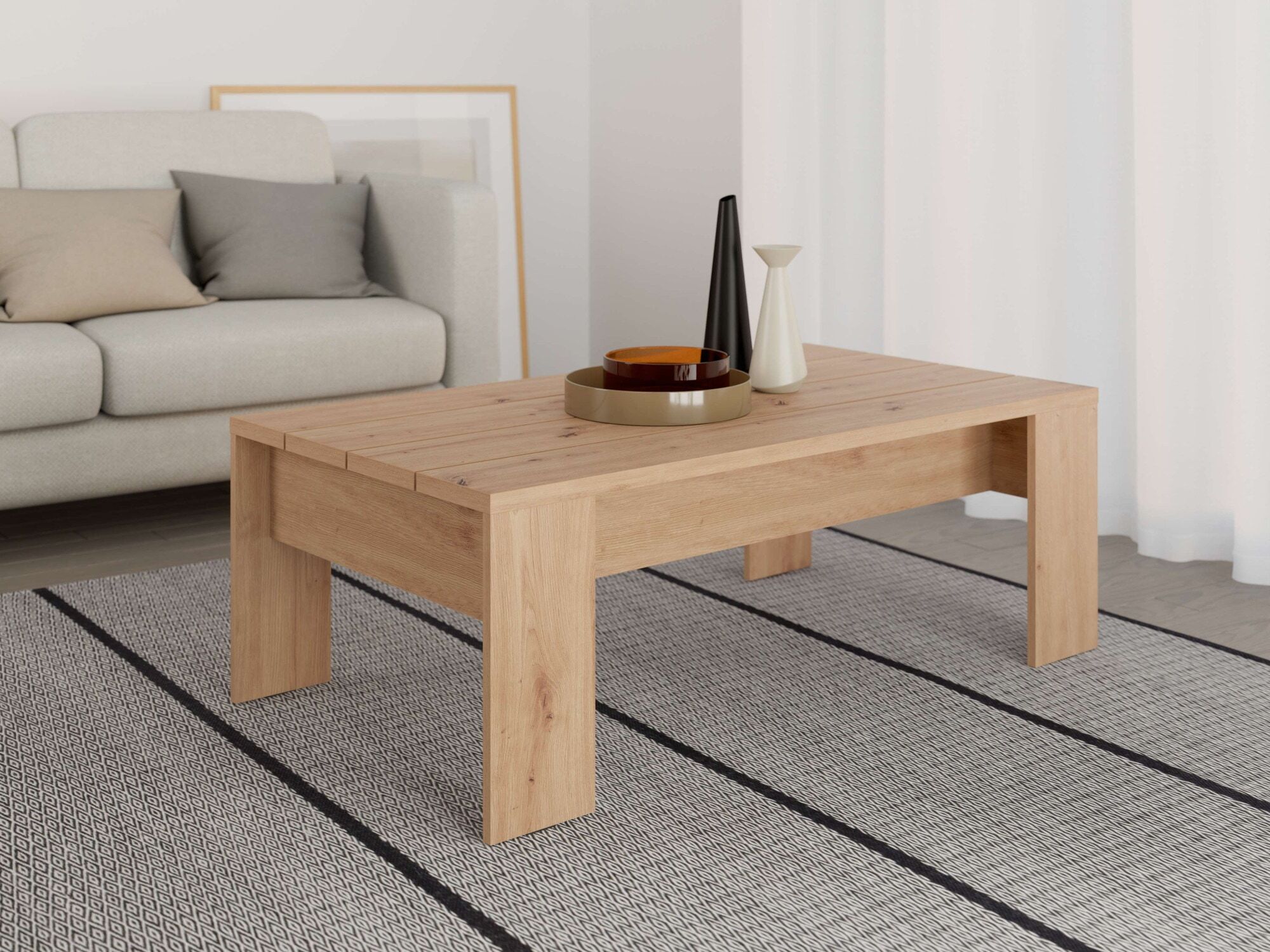 Couchtisch HOME AFFAIRE "Montese, Wohnzimmertisch, Sofatisch, Beistelltisch, Kaffeetisch", braun (artisan eiche, artisan eiche, artisan eiche), B:120cm H:42,5cm T:66,5cm, Tische, Couchtisch, Moderner Couchtisch: 3 Grössen, 4 Farben – ideal für kleine Räum