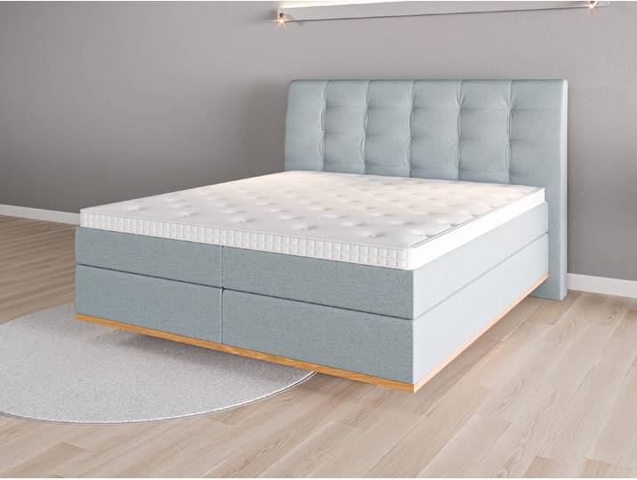 Boxspringbett 180x200 Nr. 1 - Blau (Pastellblau) - Feiner Strukturstoff