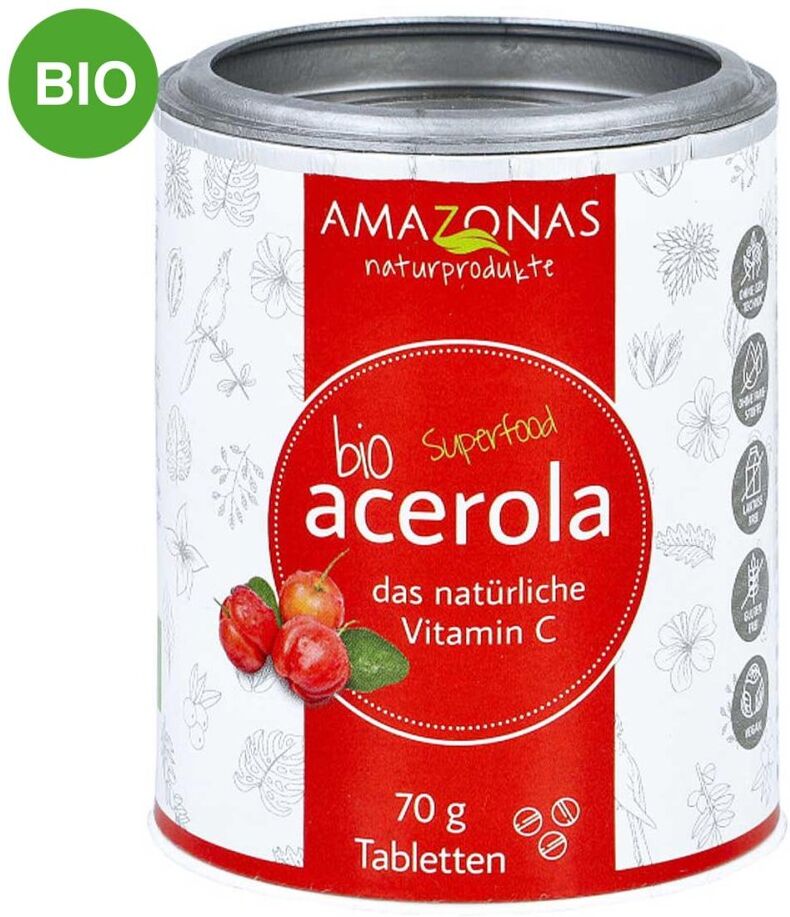 AMAZONAS Acerola 100% Bio natürliches Vitamine c Lutschtabletten