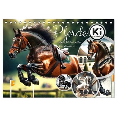 Pferde - die Schönheit edler Pferderassen (Tischkalender 2027 DIN A5 quer), CALVENDO Monatskalender