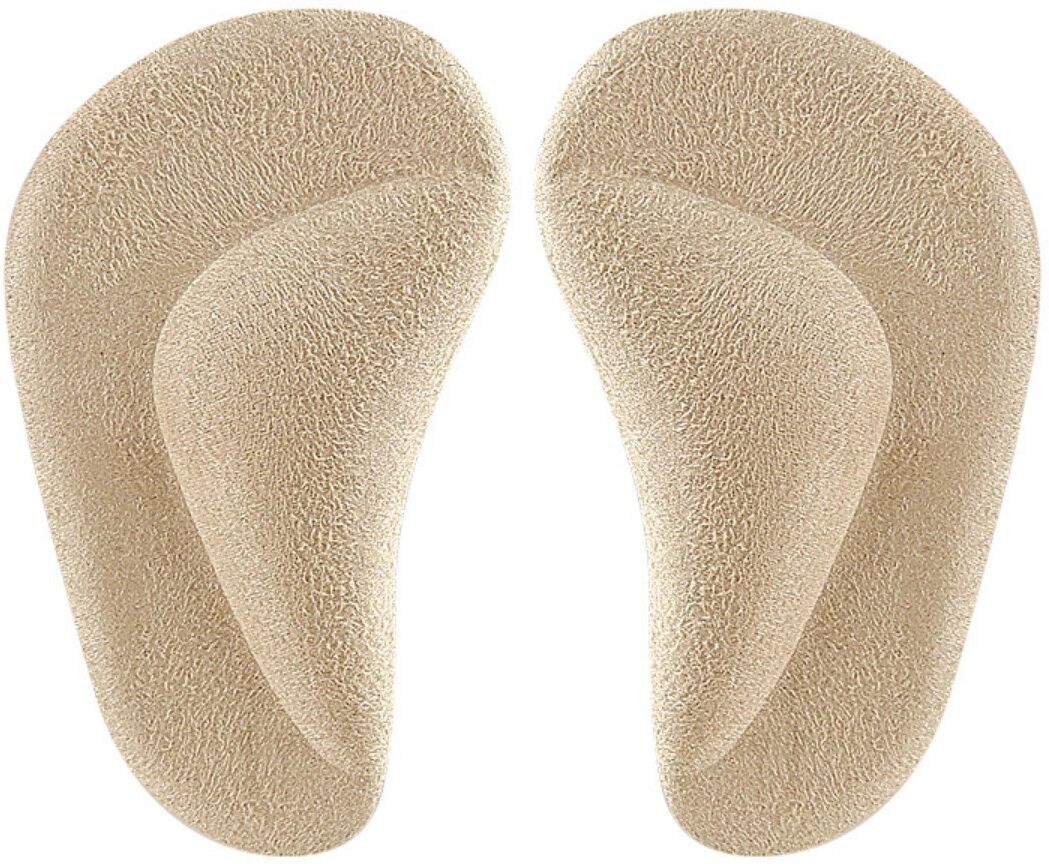 INF Semelles de soutien de la voûte plantaire avec coussinet en gel et dos auto-adhésif - JP fleece respirant, lavables, Abricot