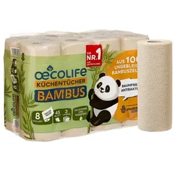 Oecolife Küchenrollen »Bambus« 3-lagig 8 Rollen à 45 Blatt braun