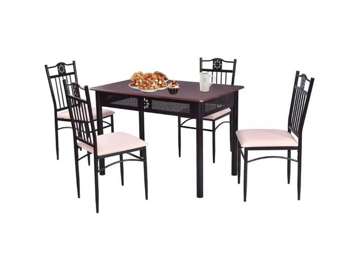 RELAX4LIFE Ensemble Table à Manger et 4 Chaises Table Rectangulaire avec 4 Chaises Rembourrées pour Cuisine/Bar/Salon Violet