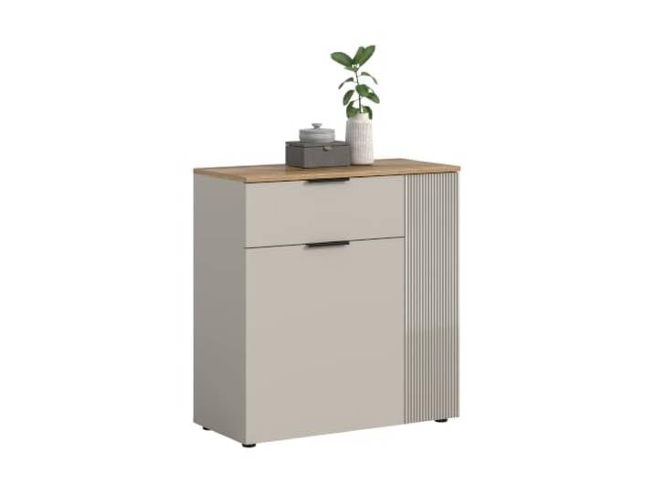 xonox.home - Kommode Slide 80x86x38 cm Kaschmir beige Evoke Oak 2 Türen, 1 Einlegeboden, 1 Schubkasten, modernes Design, einfache Montage, FSC-Zertifiziert
