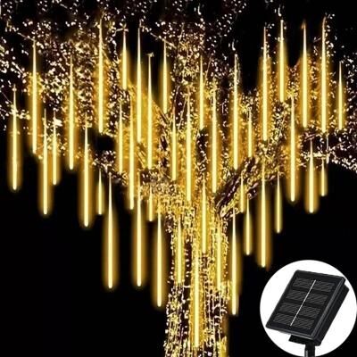 Uplift Essentials Solar Meteor Shower String Lights Waterproof Garden Decor For Christmas, Weddings, And Parties solar warm White 19.7 In 8 Tubes