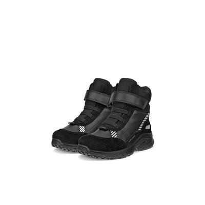 Klettboot ECCO "ECCO RECEPTOR XP K", Mädchen, Gr. 27, Textil, schwarz-weiß (schwarz), Leder, Textil, Schuhe, Winterstiefel, Winterboots, Outdoorboots mit waterproof-Ausstattung