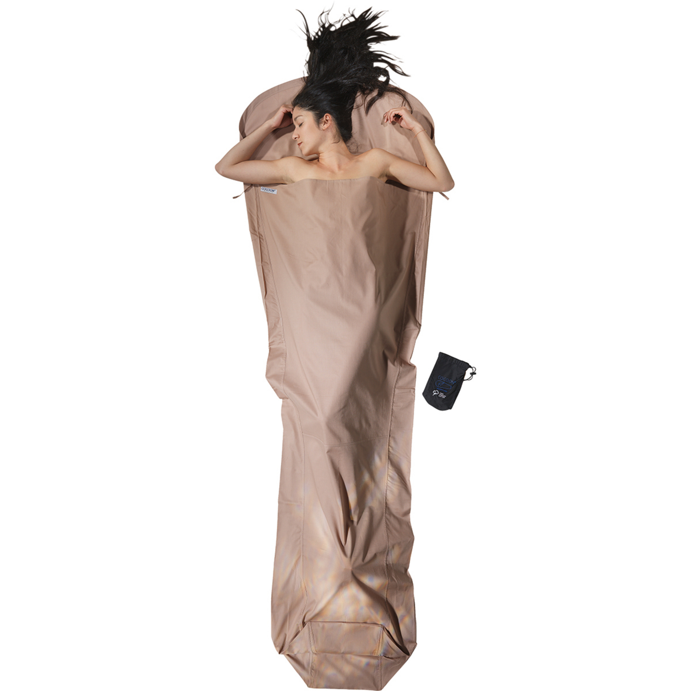 Cocoon MummyLiner Organic Cotton Schlafsack Hüttenschlafsäcke & Inlets braun Größe MAX. 230CM Camping Hautfreundlich