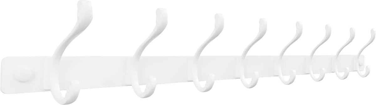 SnelShoppen Wandkapstok Wit - Modern Minimalistische Wandgarderobe met 8 Haken voor Slaapkamer, Entree, Keuken of Badkamer