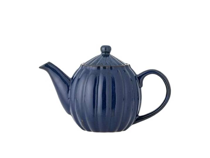 Latina Théière en faïence\, 1085 ml\, avec couvercle et poignée\, théière en céramique de qualité supérieure\, élégante pour thé et boissons chaudes\, passe au lave-vaisselle et design unique\, bleu foncé
