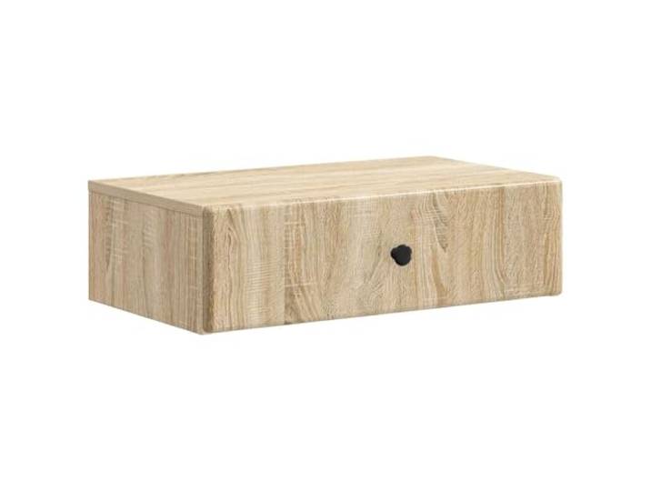 KUPTYERFG Wandbeistelltisch Sonoma-Eiche 59x34,5x17cm mit Schublade Platzsparender Wandnachttisch fürs Schlafzimmer aus Holzwerkstoff mit praktischer Schublade und 60 kg Belastbarkeit.