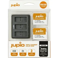 Jupio Value Pack: 2X Enduro Battery GoPro Hero 9 Hero 10 Hero, Action Cam Zubehör, Schwarz