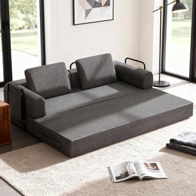 Ostweer Convertible Sleeper Sofa Bed with Armrests, Dark Gray Boneless Couch Lounge Loveseat Sofa Couch with Pull Out Bed