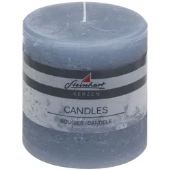 Stumpenkerze Raureif 10 cm Wachs Blau Rauchblau S (Small)