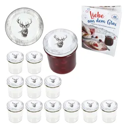 12er Set Sturzglas 350ml Einmachglas + TO-Deckel 82 Alois Hirsch + Heft