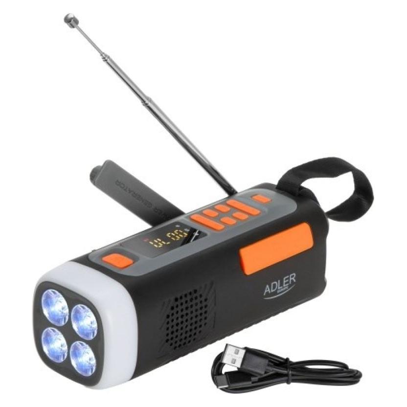 Adler AD 1920 Parnesajams radio-lukturis ar dinamo funkciju AD 1920 (5905575910714) (AM, FM, Bluetooth) (AD1920)