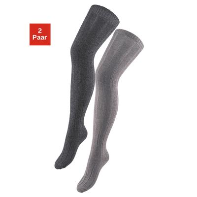 Overknees LAVANA, Damen, Gr. 35-38, schwarz (schwarz, meliert, grau, meliert), Baumwolle, Elasthan, Polyamid, meliert, elastisch, Socken, in Melangequalität