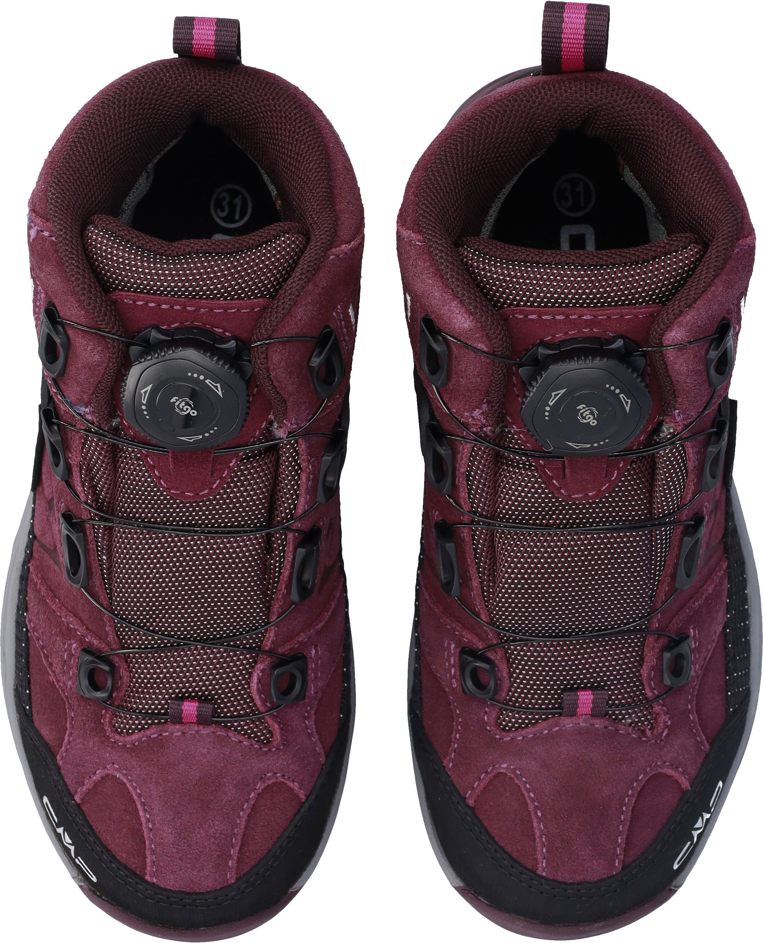 Outdoorschuh CMP "KIDS KIRUNA MID FITGO WP TREKKING SHOES", Kinder, Gr. 30, Synthetik, lila (schwarz berry, amaranto), Leder, Schuhe Outdoorschuh, wasserdicht schwarz berry, amaranto 30, Synthetik