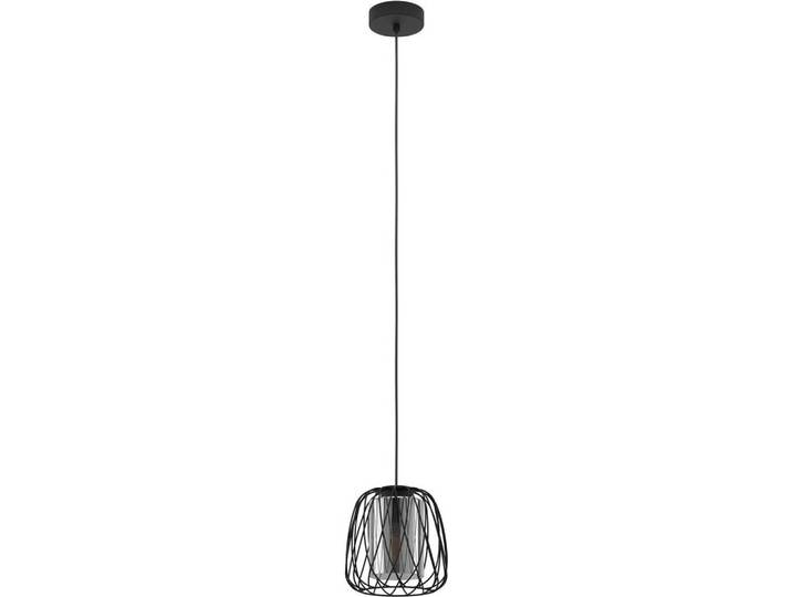 Suspension - 19 x 110 cm - 1 flamme - noir - acier - verre fumé - fil de fer tressé