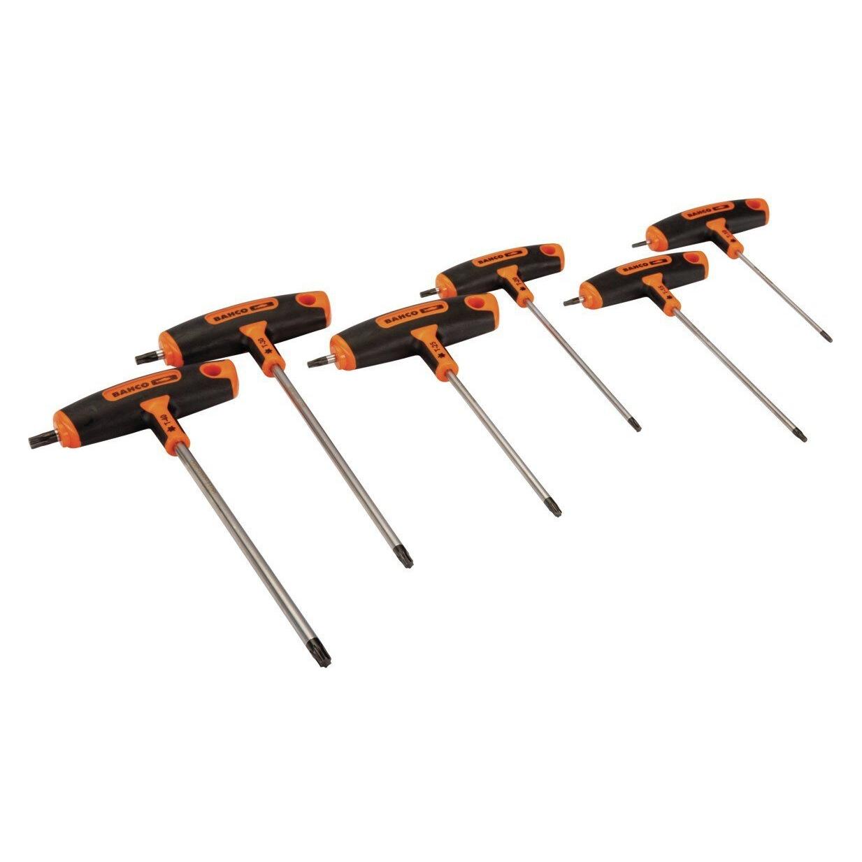 Bahco Satz Schraubendreher mit T-Griff für TORX - Schrauben T10 - T40 - 6-teilig (903T-2)