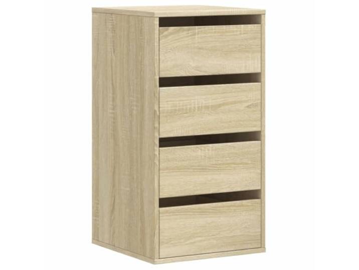 Foknhdi Kommode mit 4 Schubladen Sonoma-Eiche 40x41x76 cm Holzwerkstoff Kompakter Schubladenschrank in Sonoma-Eiche Optik für Schlafzimmer und Flur. Schafft Ordnung auf geringer Stellfläche.