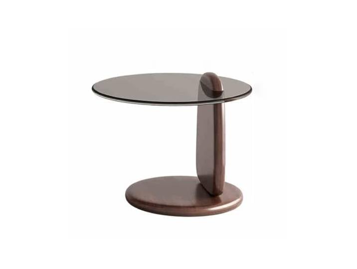 YPIOUREN Couchtisch, Wohnzimmertisch, Glas-Couchtisch, runder Couchtisch, Couchtisch Wohnzimmer, moderner Glas-Mitteltisch Wohnzimmer, for Wohnzimmer, Wohnung, Büro(Grey Glass Walnut Legs 50cm/19.7in)