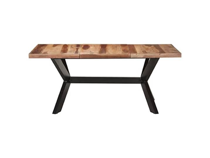 KGHERMDF Esstisch 180x90x75 cm Massivholz Honigfarben Akazien- und Kautschukholz, Stahlgestell, Handgefertigt, Industrial Style