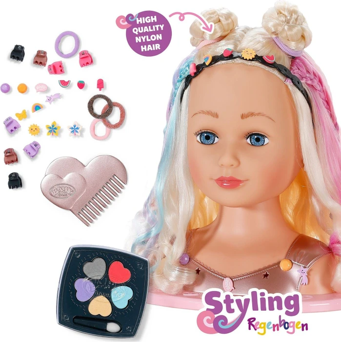 ZAPF Creation BABY born Stylingkopf Regenbogen, Schmink- und Frisierkopf