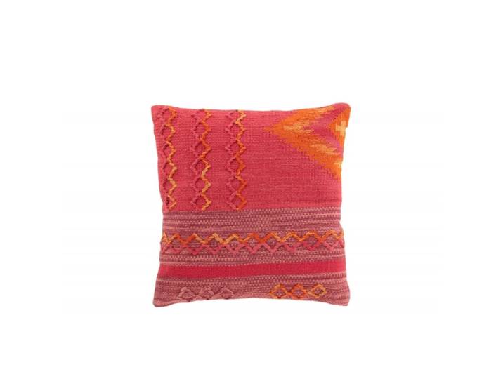 Coussin carré avec tresse en coton rose et violet 44x44cm