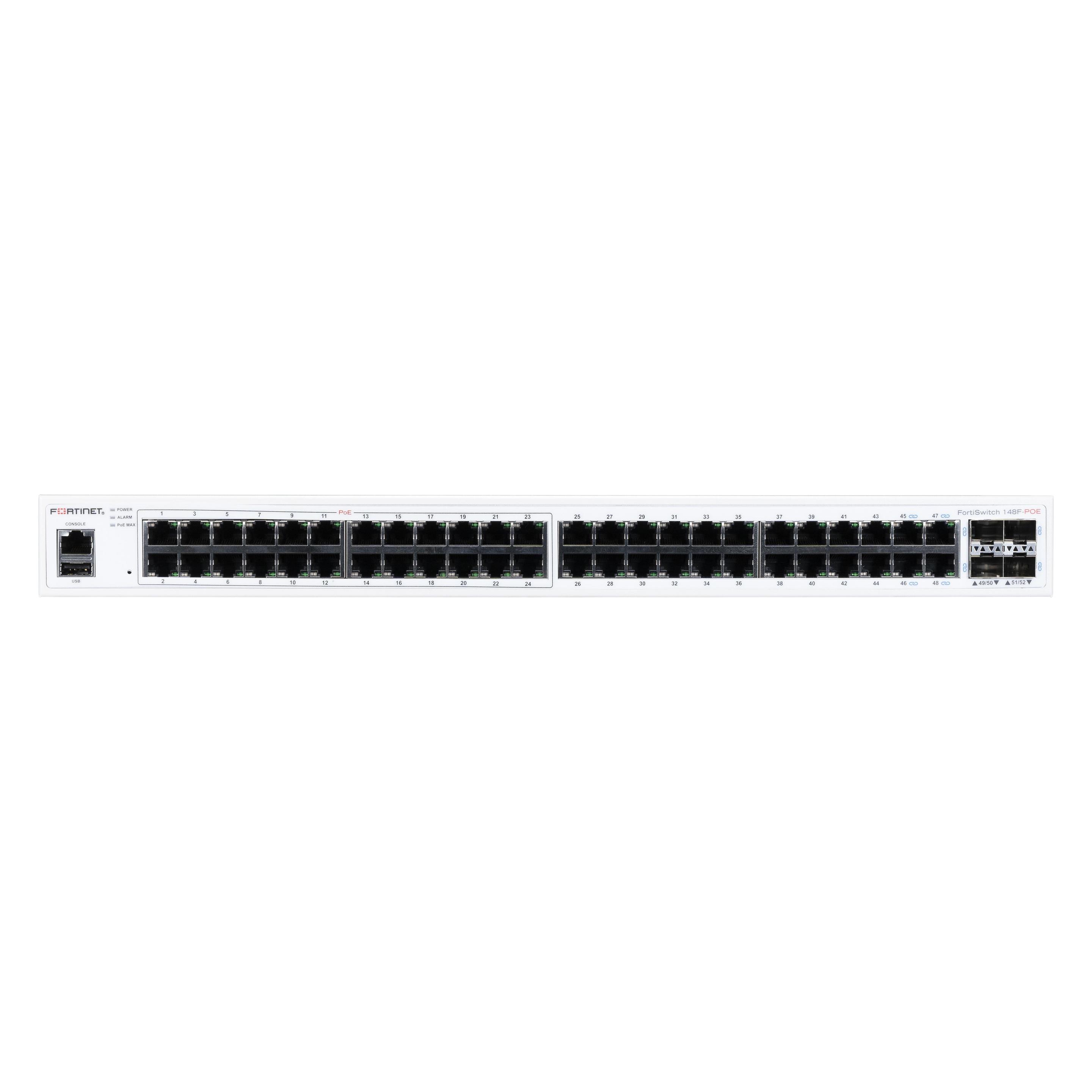 Fortinet FS-148F-POE Netzwerk-Switch L2 Gigabit Ethernet (10/100/1000) Power over Ethernet (PoE) 1U Weiss (48 Ports) (FS-148F-POE)