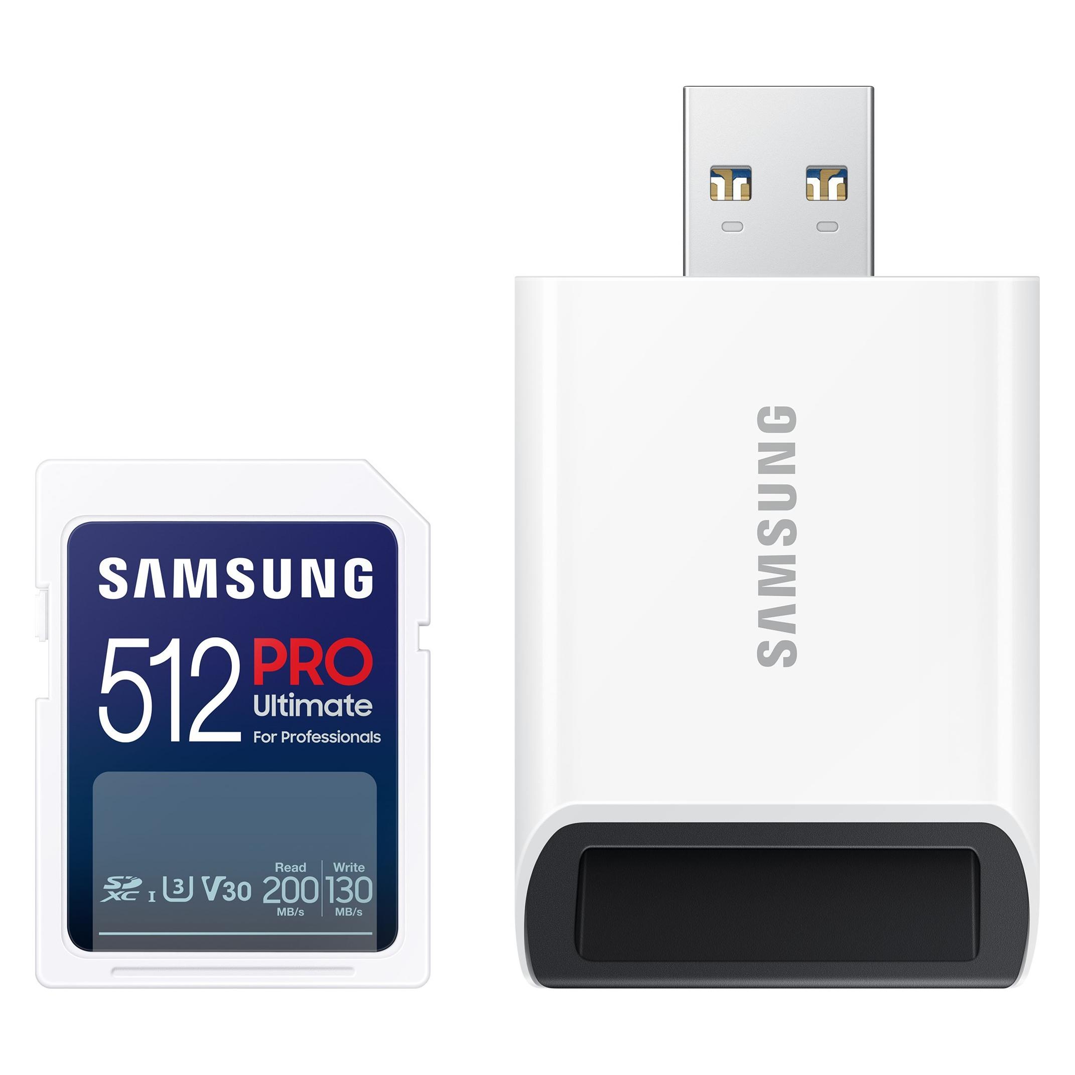 Samsung PRO Ultimate mit USB-Cardreader (512 GB, SDXC, U3, UHS-I) (MB-SY512SB/WW)