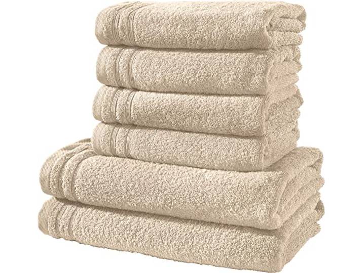 Erwin Müller Handtuchset, Frottierset Heidelberg 6-TLG. 100% Baumwolle beige - leichte Qualität, saugstark, schnelltrocknend, kompakt - ideal für Sport, Strand, Reisen