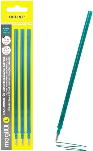 ONLINE magiXX L Gelschreiberminen türkis 0,7 mm 3 St.