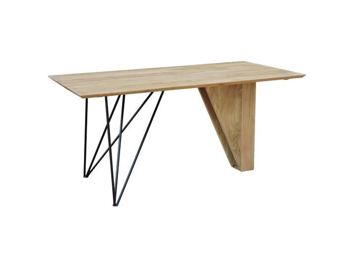 Landscape Schreibtisch, Schwarz, Akaziefarben, Holz, Metall, Akazie, vollmassiv, Holzoptik, rechteckig, eckig, 80x76x160 cm, Büromöbel, Schreibtische, Bürotische