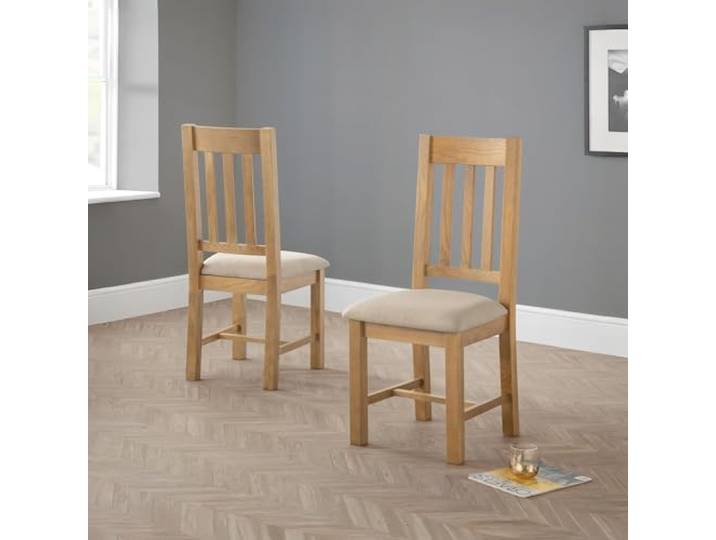 Julian Bowen Hereford Stuhl, 2er-Set, Eiche/Taupe Moderne Küchenstühle für Esszimmer, Küchensitz